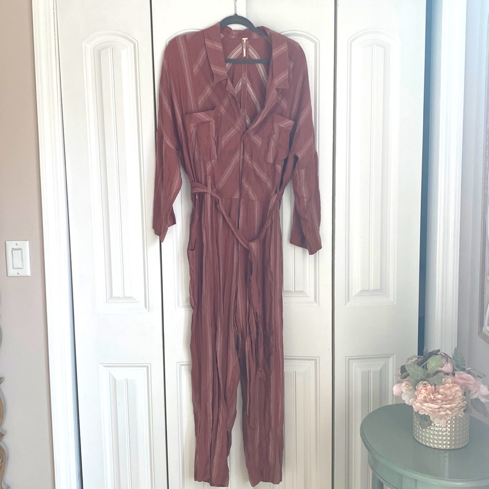 Free People Striped Jumpsuit